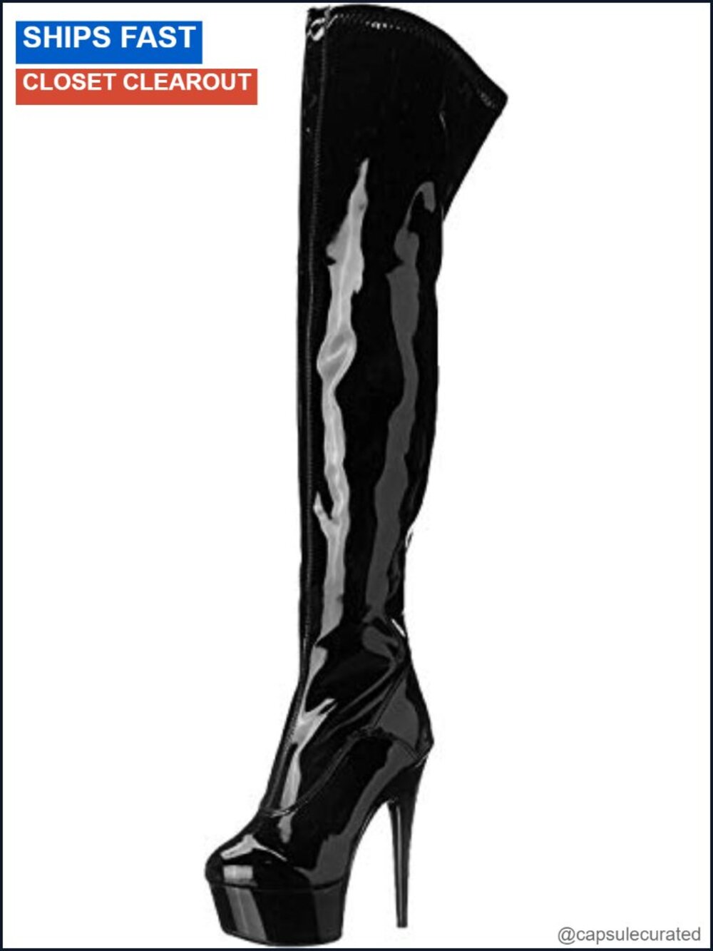 Ellie Shoes 609-Fantasy Stretch Patent Stiletto Heel Over-the-Knee Boot